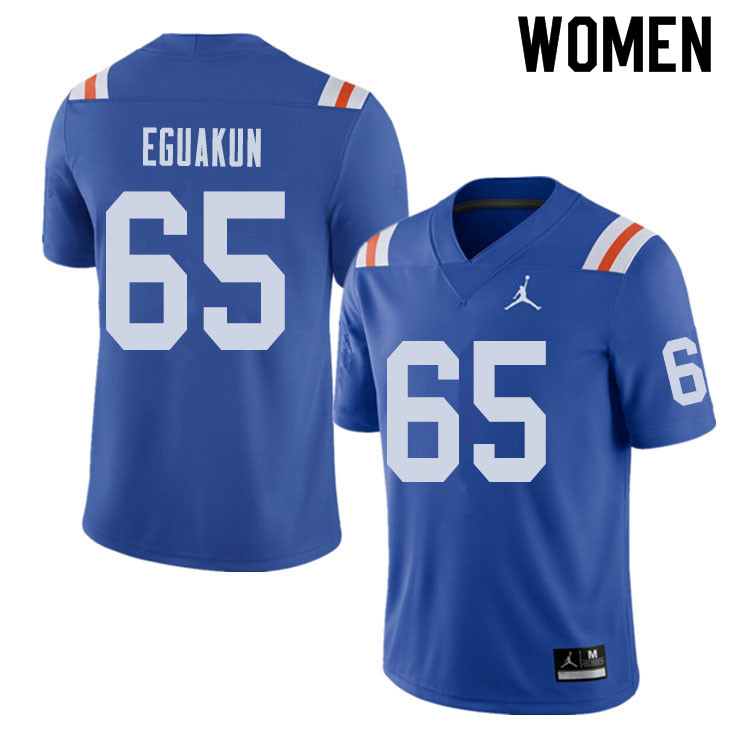 Jordan Brand Women #65 Kingsley Eguakun Florida Gators Throwback Alternate College Football Jerseys - Click Image to Close